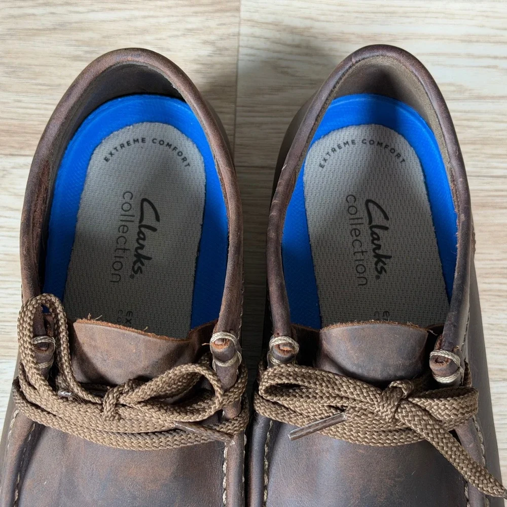 Clarks Shacre II Run Shoes Mens Size 11 Brown Leather Wallabee Moc Toe Beeswax